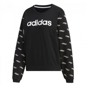Adidas Favorite Script Smocked Crewneck Script Long Sleeves Pullover Sweatshirt